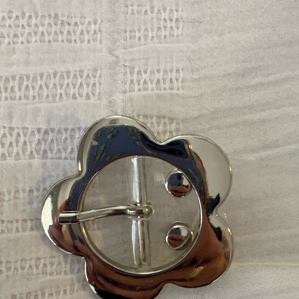Clear Floral Buckle Women's Belt with Silver Studs - Picture 2 of 3